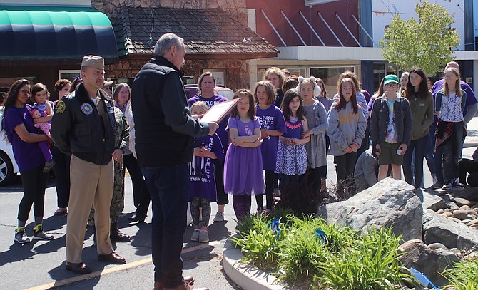 Mayor Ken Tedford read a proclamation commending the Churchill County School District for receiving a Purple Star recognition.