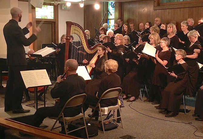 Ricky Hutton directs Carson Chamber Singers in concert at First United Methodist Church in Carson City in May 2022.