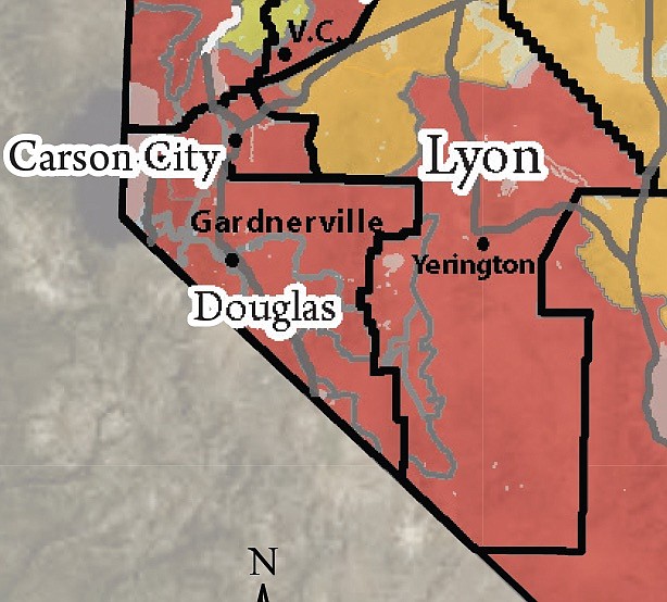 Douglas County radon levels are firmly in the red, according to https://extension.unr.edu/radon/