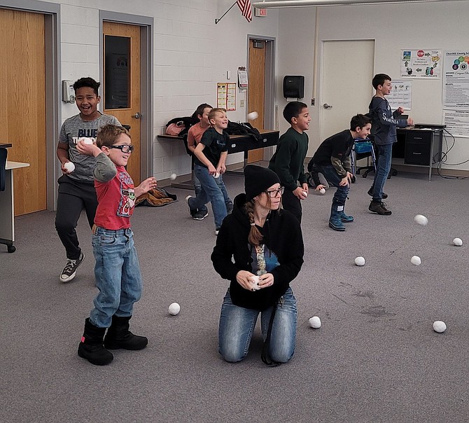 Numa students participate in a different sort of snowball fight.