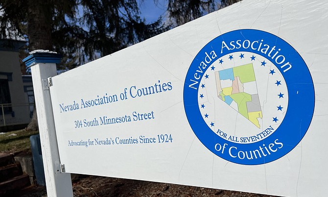 Nevada Association of Counties sign on Jan. 5, 2023.