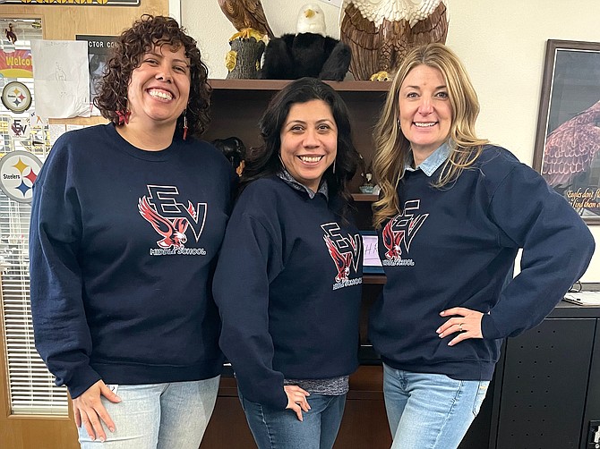 Carson City School District honors school counselors during National School Counseling Week Feb. 6 to 10. Eagle Valley Middle School counselors Whitney Tynes, left, Lupe Schofield and Mandy Chambers are shown.