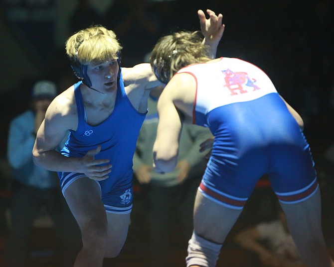 Carson High sophomore J.T. Heaton didn’t have to spend much time on the mat en route to his title bout at 165 pounds at Saturday’s Class 5A regional wrestling tournament.