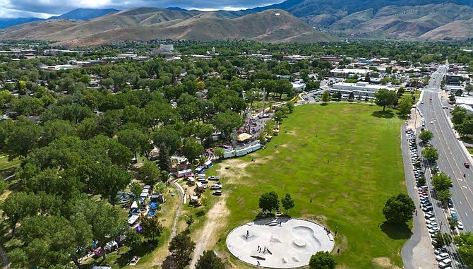 Mills Park photographed from a drone in June 2022.