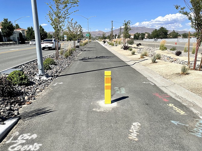 Pedestrian improvements underway along South Carson Street during summer 2022. The Carson Area Metropolitan Planning Organization will be looking at a corridor study for similar improvements along North Carson Street in the coming years.
