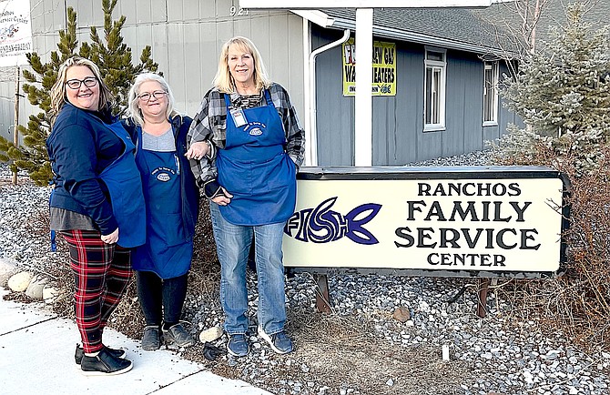 FISH Ranchos Family Service Center coordinators Chandelle Heffelfinger, Gail Funk, and Diane Schachterle, who will retire at the end of May.