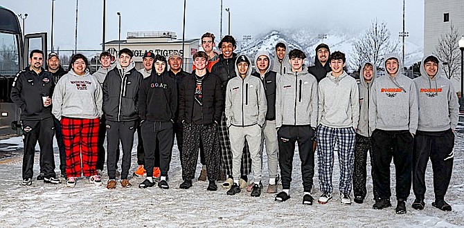The Douglas High School boys basketball team boarded a bus bound for Las Vegas and the NIAA State Championships on Thursday morning. One week after finishing as the runner-up in the Northern 5A regional tournament, Douglas (17-11) opens the 5A state tournament on Friday against Southern champion Durango (19-6) at Cox Pavilion in Las Vegas. The winner of that game will play for the state championship on Saturday at the Thomas & Mack Center. For coverage of Friday night’s game, go to recordcourier.com.