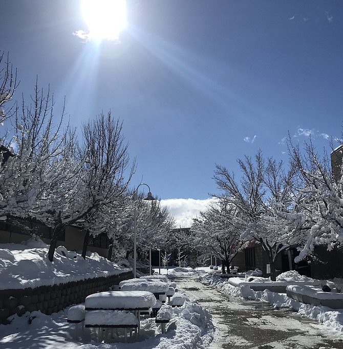 A winter view of Western Nevada College's campus in Carson City.