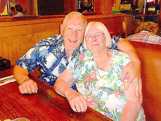 Jerry and Sharon Jouret celebrate their 55th anniversary at Sharkey’s in Gardnerville on June 4, 2021.