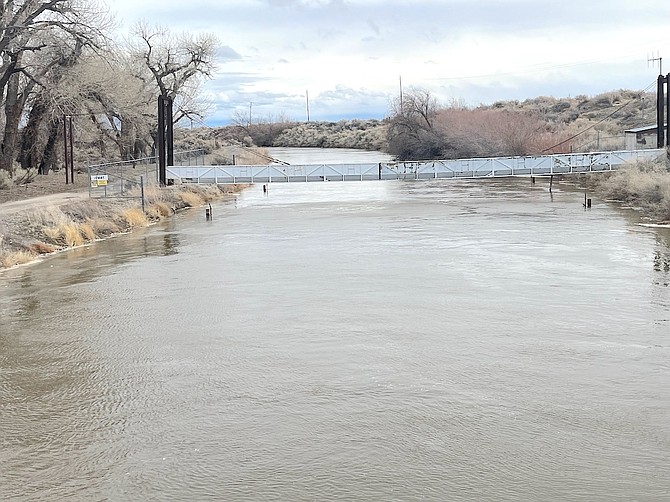 A fully charged V-line canal carries water from the Diversion Dam west of Fallon.