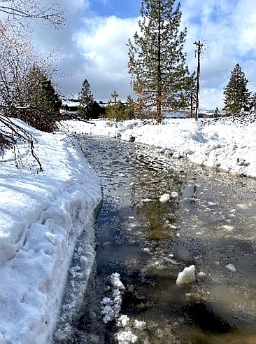 A flooded access road to Douglas County Lake Tahoe Sewer Authority pump station near Nevada Beach.
Douglas County Lake Tahoe Sewer Authority Photo