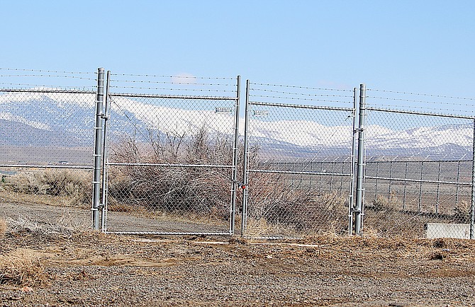 The gate that Gary Dykes once used  to access his property south of Minden-Tahoe Airport before it was locked more than a decade ago.