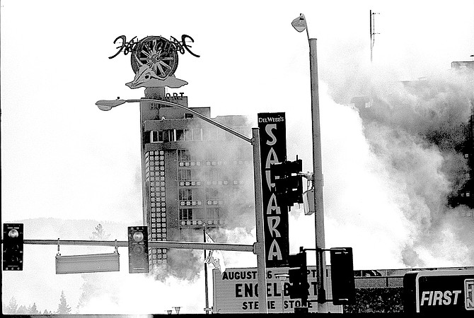 The Aug. 27, 1980, blast rocks Harvey’s Wagon Wheel in Stateline. R-C File Photo by Jay Aldrich