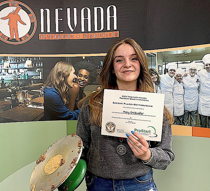 Mary Goldwater placed second for her “Just a log” cake during the ProStart Invitational Competition at the University of Nevada, Las Vegas, on March 4.