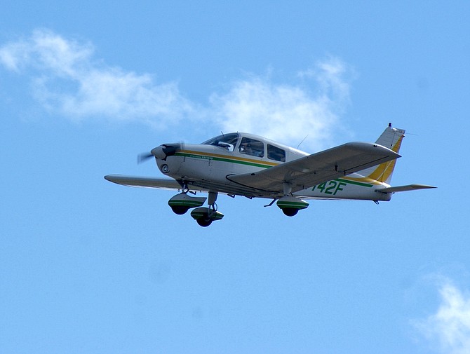 A Cherokee Cruiser makes its final approach toward the Carson City Airport in 2022.