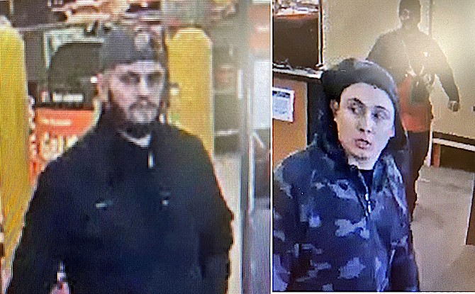 Two men are being sought in connection with an armed robbery at the Home Depot on Jacks Valley Road.