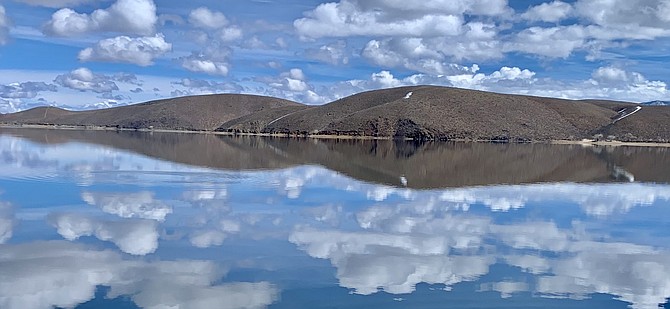 Clouds reflected on Topaz Lake on March 22. Photo special to The R-C by Jeff Bovero