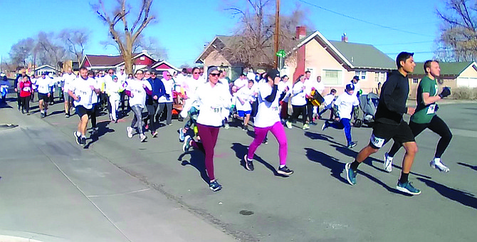 The start of the Churchill Community Coalition 5K Foam run/walk March 18.