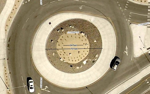 Aerial view of the South Carson Street roundabout.