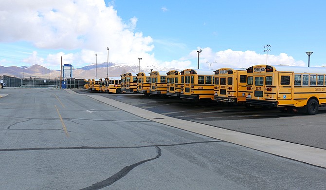 The Carson City School District transportation yard near Carson High School on March 30, 2023.