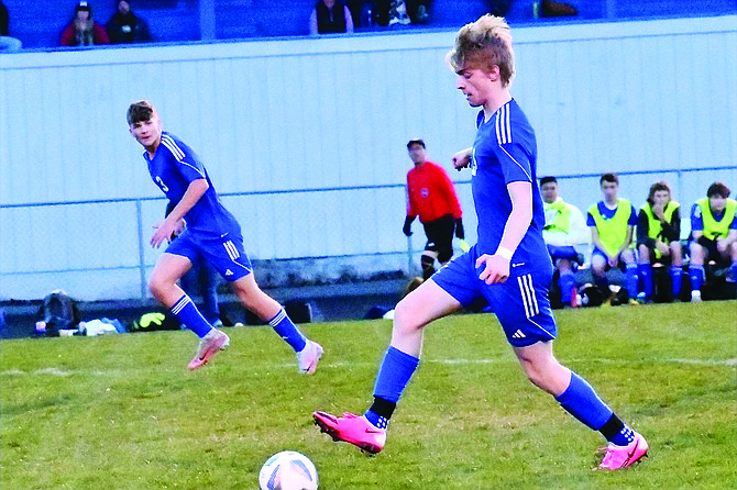 Trentten Cressman (9) and Nicholas Holder (3) have been key players this season for the Cruiser boys soccer defense.