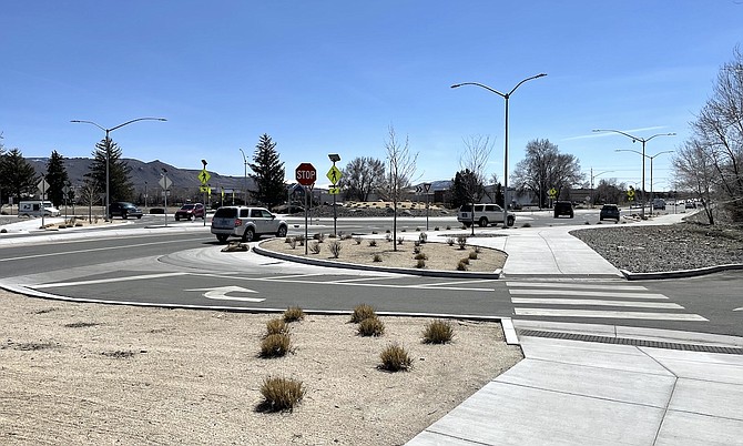 The roundabout at the intersection of South Carson Street and South Stewart Street that is the site for a proposed public sculpture.