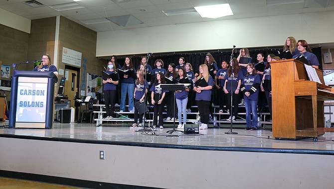 The Carson Middle School choir performs a Veterans Day concert on Nov. 10, 2022.