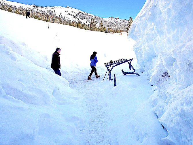 Snow at Kirkwood was two skiers deep this week in this photo by Minden resident Jay Aldrich. He said the bathrooms at Carson Pass are completely buried.