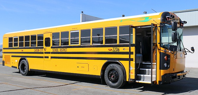Carson City School District unveils its first electric bus, which will be put to use this fall.