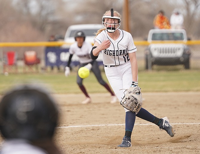 Oasis Academy’s Kirsten Detamosi helped the Bighorns to a doubleheader sweep over Mineral County last weekend.