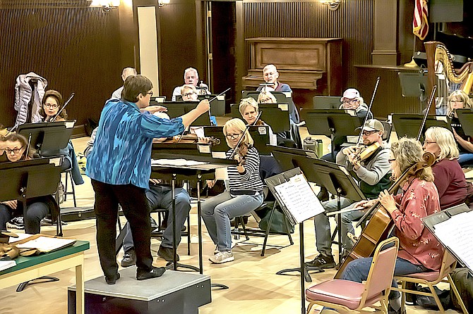 Carson Valley Pops Orchestra practices in the CVIC Hall on Monday night in preparation for their concert on Saturday. Photo special to The R-C by Jay Aldrich