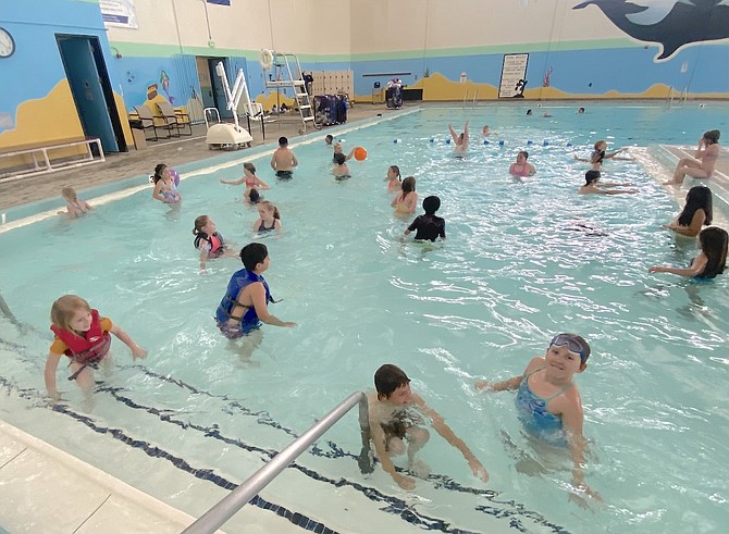 Students in Aimee Bell's class enjoying their morning swimming at the indoor pool.