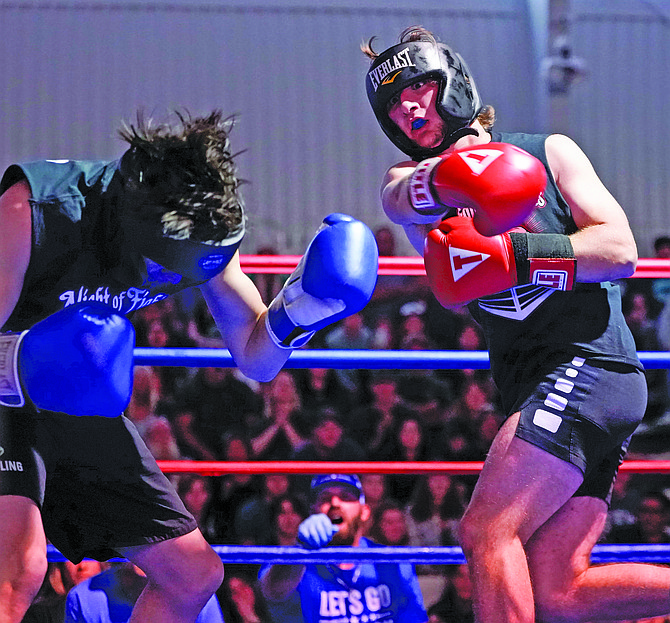 Churchill County High School junior Rolland Grondin, right, will compete in the 21-fight card during Friday’s Night of Fights at the Rafter 3C Arena.