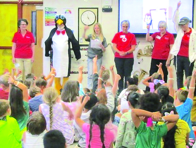 American Red Cross volunteers give a presentation to students at Lahontan Elementary School on April 27.