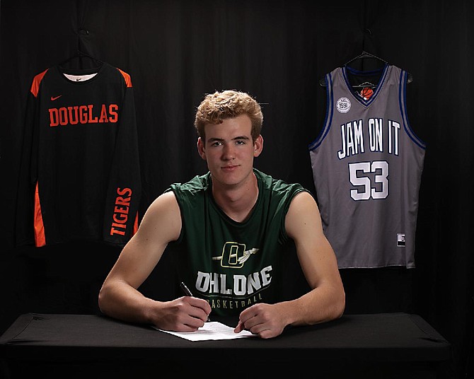 Douglas High senior Jack Tolbert poses for a photo after signing his National Letter of Intent to play basketball at Ohlone College in Fremont, Calif., next winter. Tolbert appeared in 24 games as a senior and averaged 5.5 points per game and 3.4 rebounds per contest.