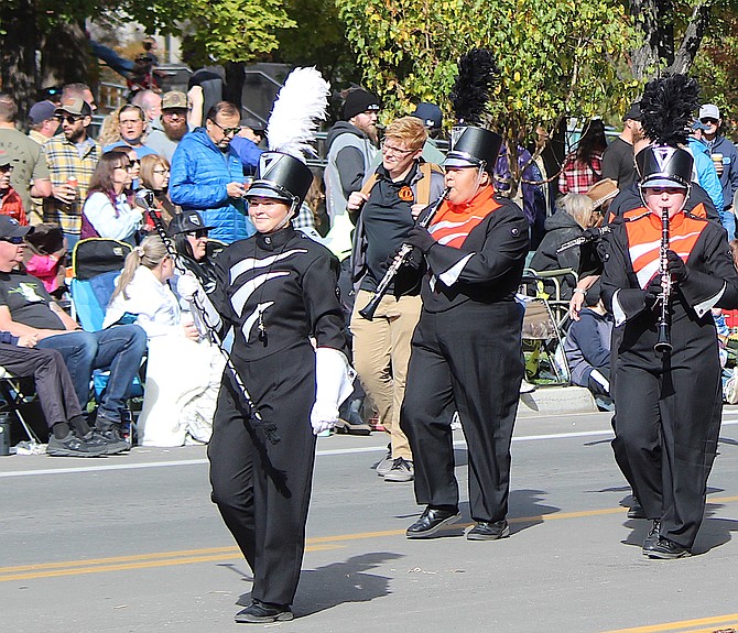 The Douglas Tiger Marching Band participates in the 2022 Nevada Day Parade in Carson City.