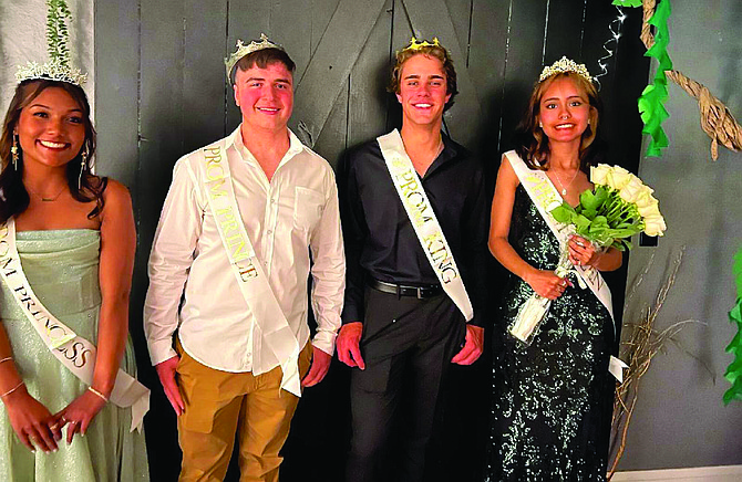 Prom royalty, from left: Serenity Achurra, Michele Grossi, Eddie Morrow and Yasmine Barnes.