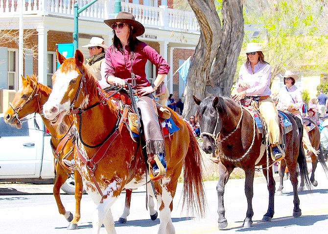 Krissie Haliwell riding in the Genoa Horse parade on April 29 as part of Western Heritage Days.