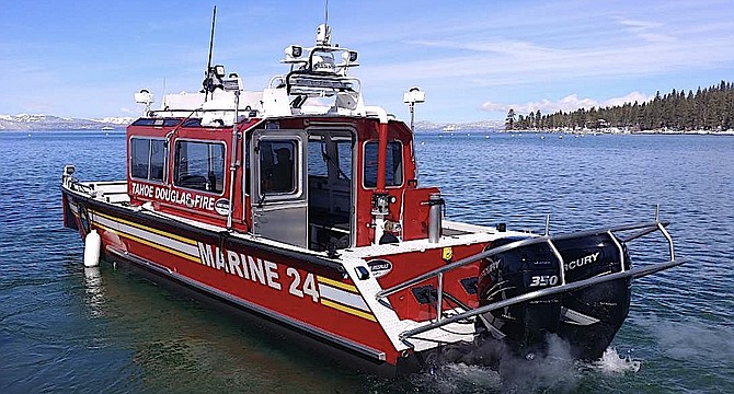 Tahoe-Douglas Fire Protection District's Marine 24 received $171,000 in federal relief funding on Thursday. The boat is in a Carson Valley shop after it sank in January 2022.