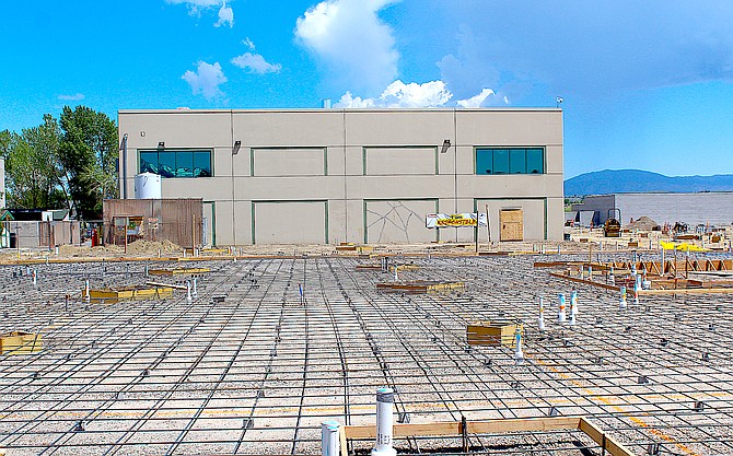 Forms at Carson Valley Health in Gardnerville are ready for concrete, which should arrive early Tuesday.