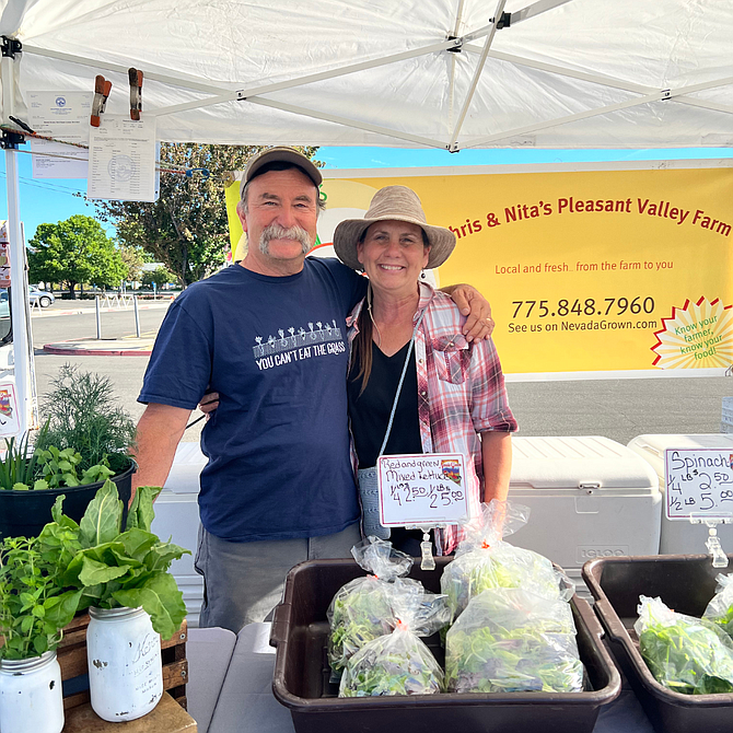 Chris and Nita Taylor of Pleasant Valley Farm at the Carson Farmers Market in 2022.