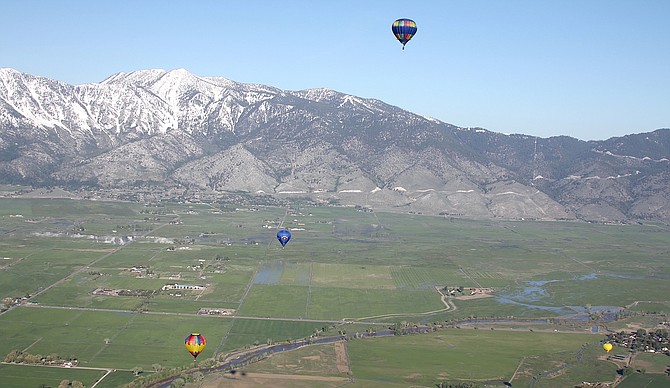 Balloons drift over Carson Valley as part of the weekend’s Hot Air for Hope event.