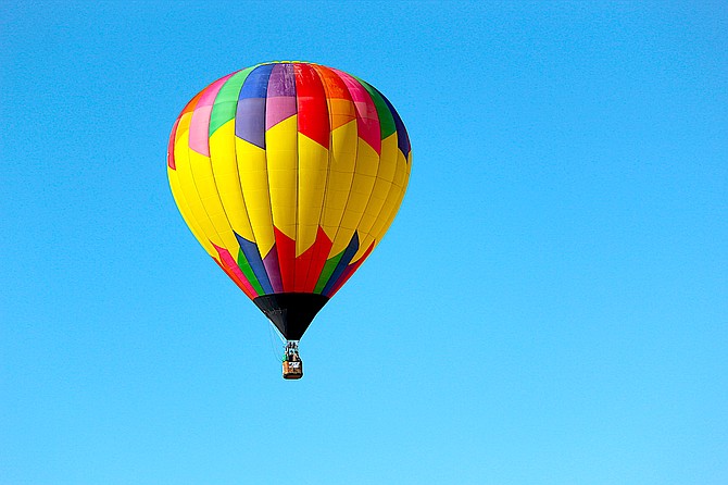 A balloon drifts over Minden on May 12.