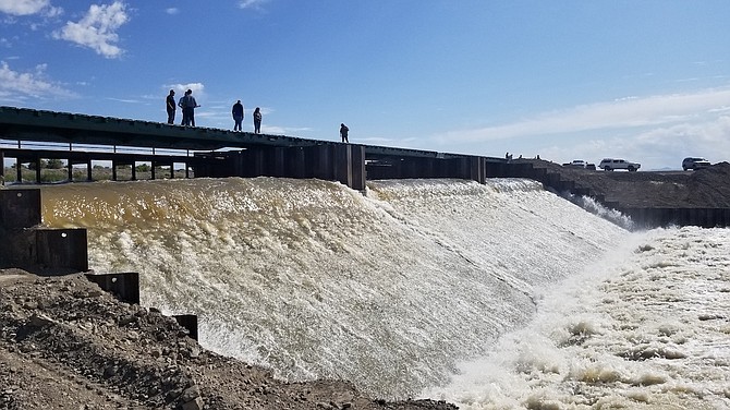 The second weir is releasing water from the V-line canal to the desert and eventually to the Stillwater Wildlife Refuge.