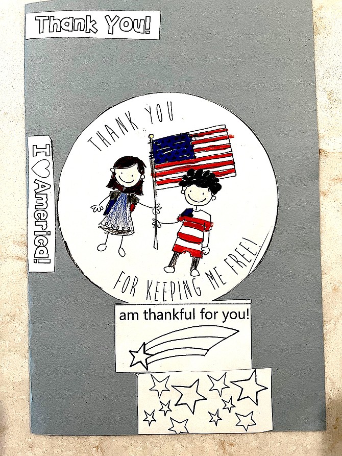 A sample of a Meneley thank-you card to veterans.