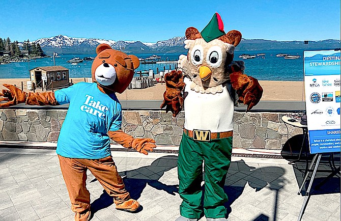 The Take Care Bear and Woodsy Owl attended the plan signing. 
Photo by Laney Griffo/Tahoe Daily Tribune