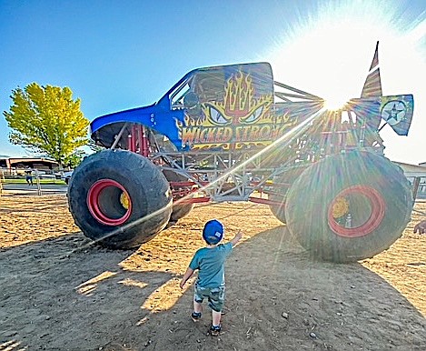 Tami Cotton's 2-year-old grandson Kellin 'was in complete awe' of the big truck at the Douglas County Fairgrounds on Saturday.