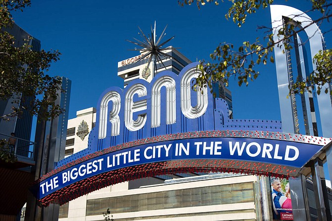 The Reno Arch in downtown Reno on Oct. 28, 2021.