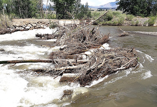 Resident Joseph Smith took this photo of a logjam on the East Fork of the Carson River upstream from the Riverview Bridge on Sunday.