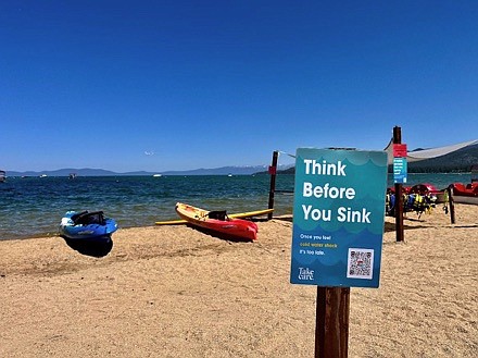 Signs warning visitors to Lake Tahoe to wear life jackets have been posted near beaches and piers.
